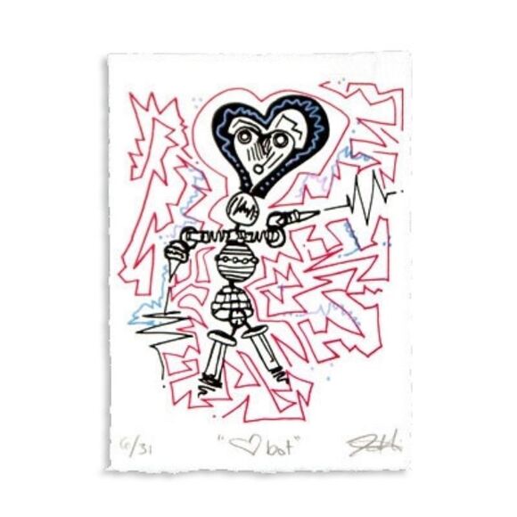 "Lovebot" : 3 color screen print - Picture 1 of 3